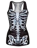 Pink Queen Hot Women Skeleton Skull Printed Sleeveless T Shirt Tank Tops