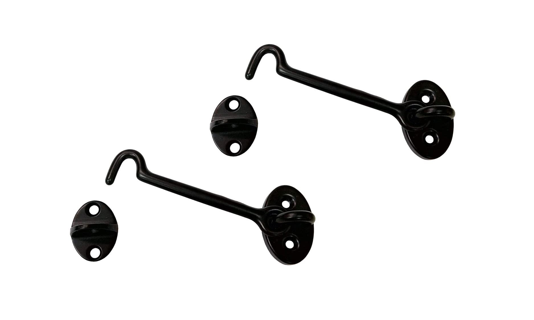 QCAA Heavier Duty Brass Door Hook Latch & Eye, 4", Matte Black, 2 Pack