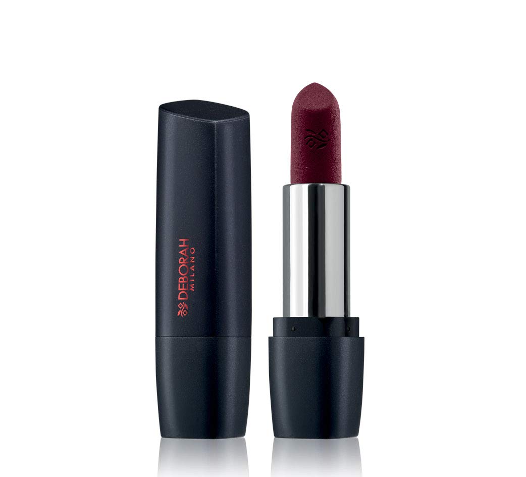 Deborah Milano Red Mat Matte Lipstick with Collagen and Hyaluronic Acid 35 Wine Nourishing and Softening Effect Intense and Long Lips 4.5 g