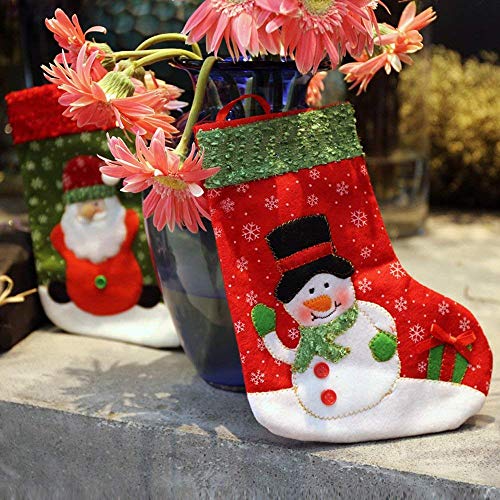 zhihu Various Styles Stockings for Santa Christmas Santa's Stockings Gifts Baskets Candy Holiday Candy Gift Bag and Treat Bags On Christmas Xmas Party Decorations (C-Set of 2)