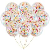 Rainbow Multicolor Confetti Balloons | Bright Colorful Confetti Pre-Filled | Wedding Engagement Birthday Party Events (16 Pack Rainbow, 18 Inches)