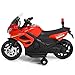 Costzon Kids Police Motorcycle, 6V Electric Battery Powered Ride On Bike w/ Training Wheels, Police Lights & Siren Sound, Headlights & Music, Pedal, Rechargeable Electric Toy for Boys & Girls (Red)