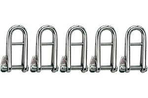 MarineNow 316 Stainless Steel Captive Key Pin Halyard D-Shackle with Bar Choose Size and Quantity