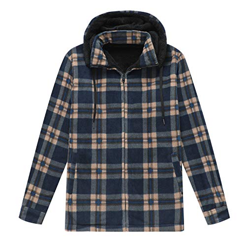 ZENTHACE Men's Sherpa Lined Fleece Flannel Plaid Shirt Jacket with ...