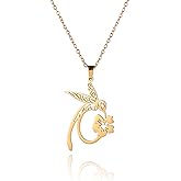 Dreamtimes Hummingbird Cardinal Pendant Necklace for Women Dainty Bird Flower Jewelry Strong Brave Free Hummingbird Necklace Gifts