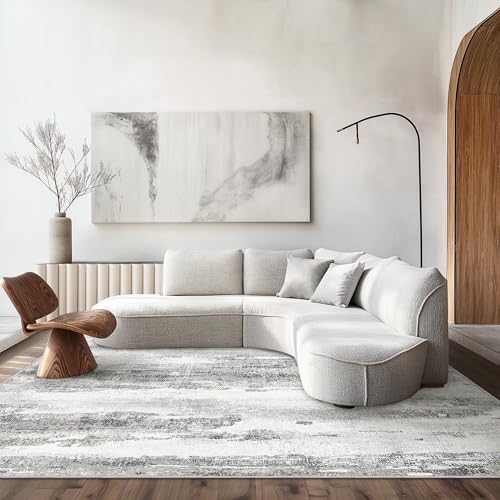 Photo 1 of BEIMO Area Rugs 6x9 for Living Room Bedroom Machine Washable Large Gray Area Rug Abstract Soft Throw Rug, Indoor Floor Cover, Lightweight Non Slip Backing Thin Rug