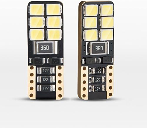194 LED Light bulb,2018 Newest Super Bright 12-SMD 3528 Chipsets LED, 168 2825 W5W T10 Wedge LED Replacement Bulbs Error Free for Car Dome Map Door Courtesy License Plate Lights (Pack of 10)