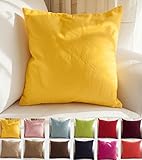 TangDepot Cotton Solid Throw Pillow Covers, 12" x 18" , Yellow