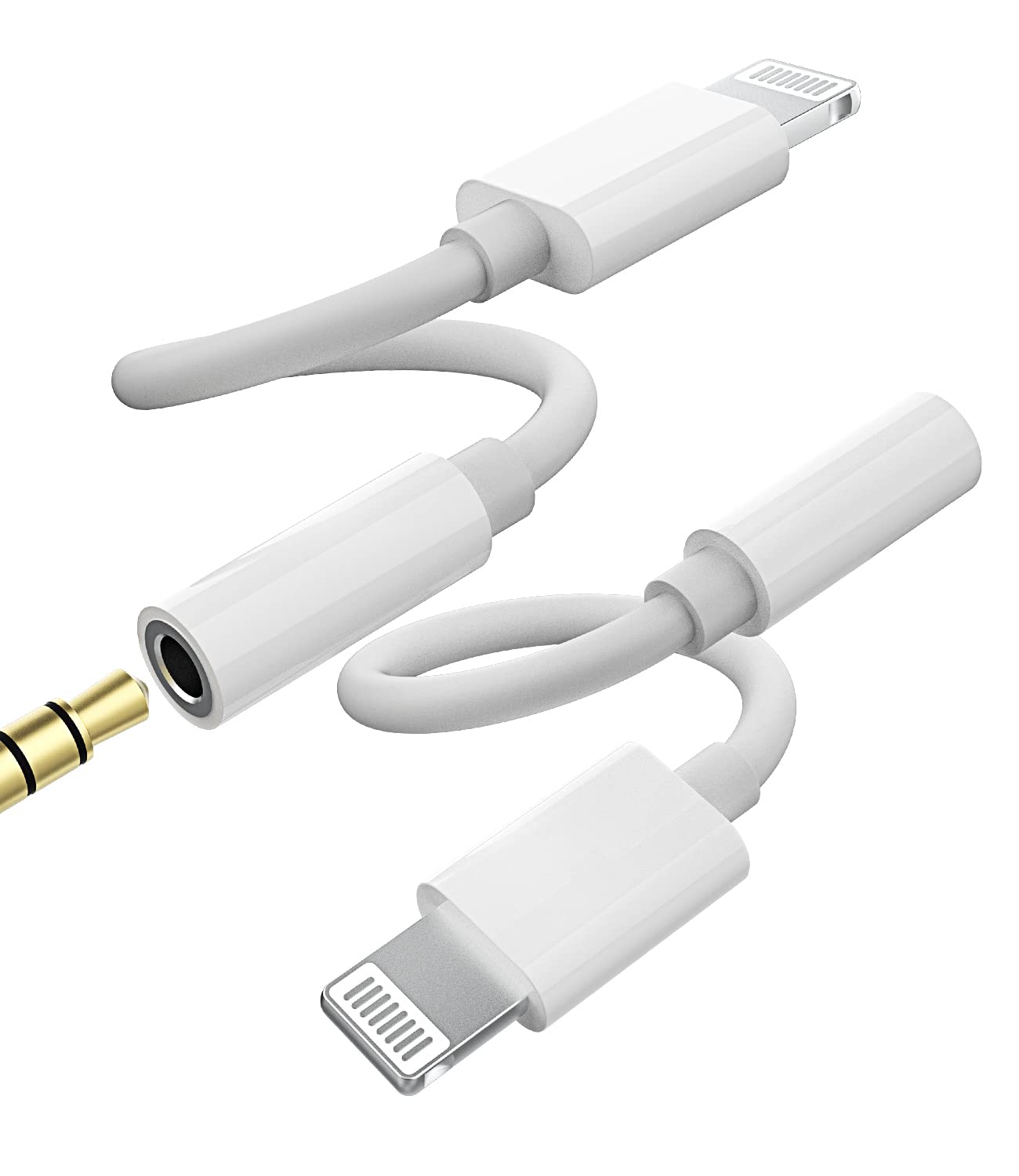 Photo 1 of Lightning to 3.5mm Splitter(2Pack)iPhone Aux Adapter for Headphone Jack Cable Dongle for MFI Certified Audio Adaptador Para Music Earbud Earphone Cord Connector for 14 13 12 11 Pro Max 7 8 Plus Ipad