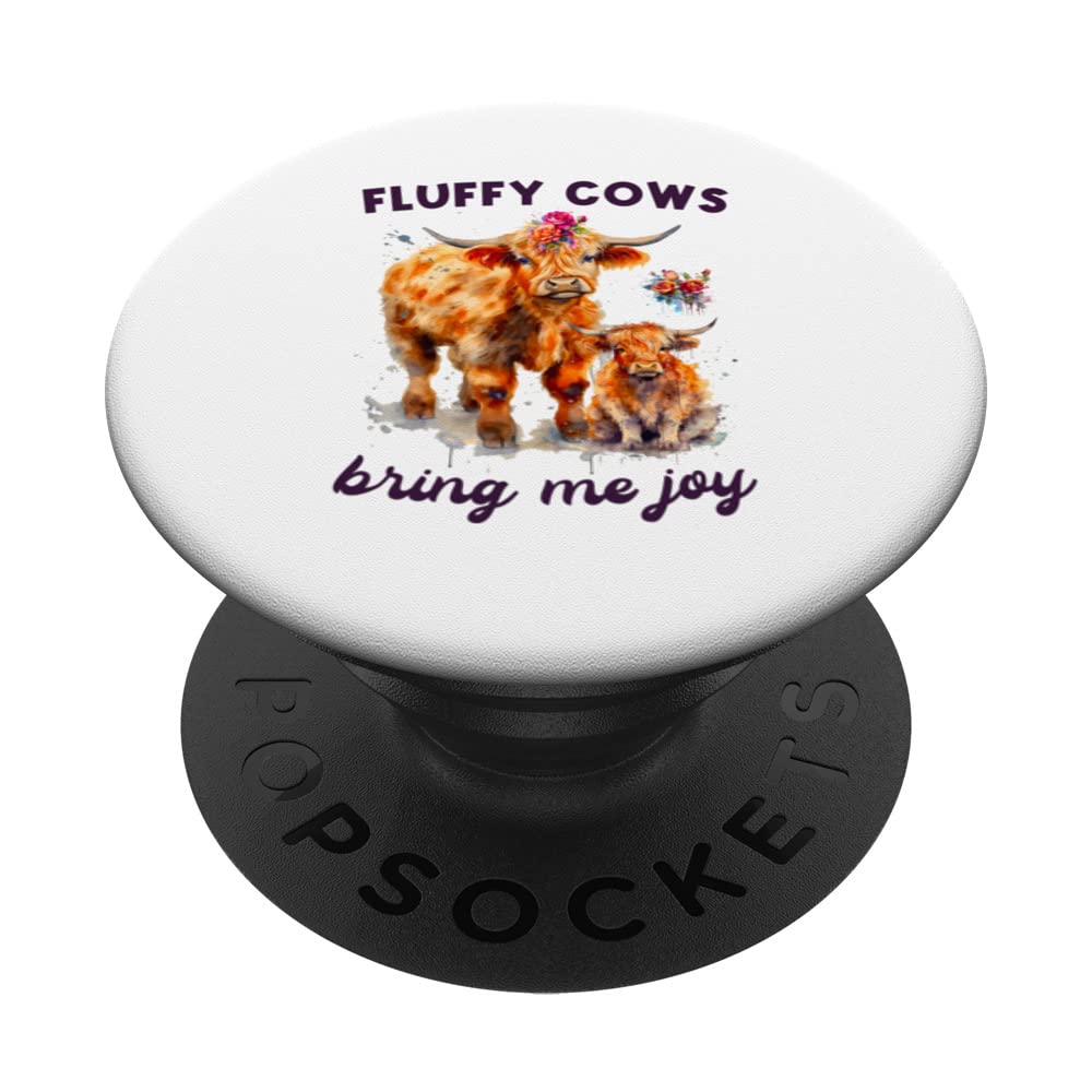 Fluffy Cows Bring Me Joy Scottish Highland Cattle Breeder PopSockets Swappable PopGrip