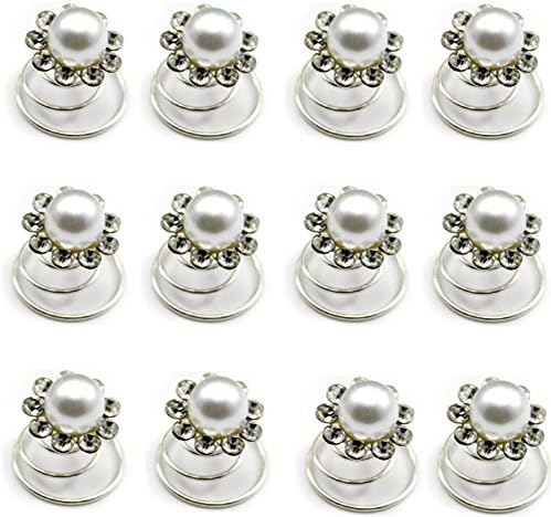 Crystal Bridal Pearl Flower Hair Twist Pins Hair Accessories for Wedding Jewelry, 12 Pcs