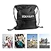 Sackpack ZOETOUCH Gymsack Drawstring Gym Bag with Pockets for Outdoor Storage Black