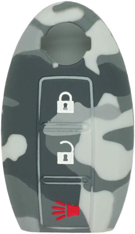 BROVACS Silicone Cover Protector Case Holder Skin Jacket Compatible with NISSAN 3 Button Smart Remote Key Fob CV9501 Camouflage Grey - Image 3