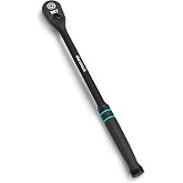 DURATECH Extra Long Handle 3/8-Inch Drive Ratchet, 90-Tooth Ratchet Wrench | Socket Wrench with 12" Handle and Dust Proof Teardrop Enclosed CR-MO Head, Reversible, CR-V Made, Black Mn Phosphate Finish