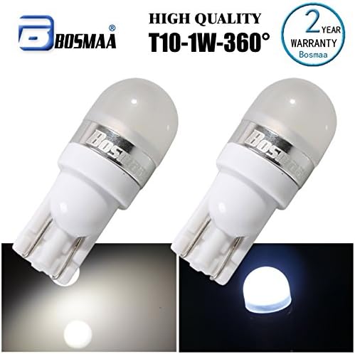 Bosmaa 2x Super Bright T10 168 192 194 2825 W5W White LED Bulbs with 360 Degree Shining for Car Interior Dome Map Side Marker Door Courtesy License Plate Lights (Pack of 2)