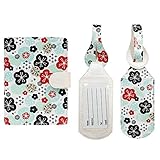 JAVOedge Japanese Cherry Blossom RFID Blocking Passport Case with Snap Closure, Pen Holder + 2 Matching Luggage Tags