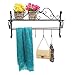 Beautiful Black Metal Decorative Wall Mounted Storage Shelf w/ 5 Hooks / Bathroom Towel Rack