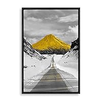 Framed Canvas Wall Art Golden Road Canvas Prints Home Artwork Decoration for Living Room,Bedroom - 16x24 inches