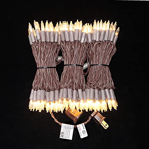150 LED Warm White Christmas Lights, 50 Ft Brown Wire String Lights, Commercial Grade Keep On