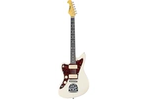 CNZ Audio JM Electric Guitar - Left Handed - Ivory Finish, Amber Maple Neck, Rosewood Fingerboard
