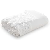 Hadetoto Baby Blanket Soft Cozy Cotton Cable Knit Crochet Receiving Crib Nursery Swaddling Blankets for Newborn Boys Girls (Baby White)