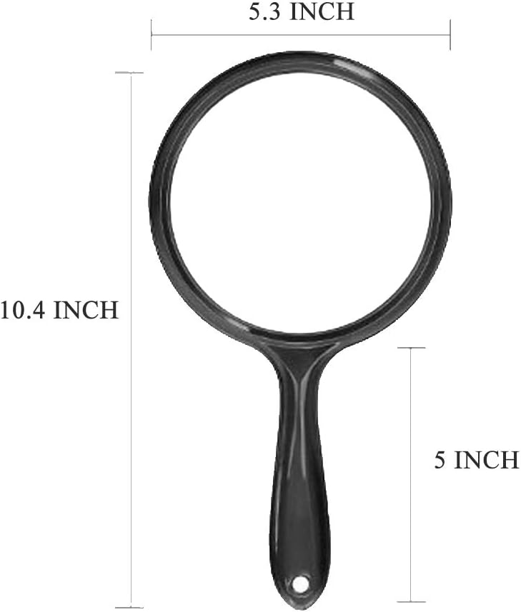 Aestivate Double-Sided Magnifying Makeup Hand Mirror, 3X 1x Large Travel Handheld Mirror Cosmetic Mirror Acrylic Round Handy Clear Finish (Black): Furniture & Decor