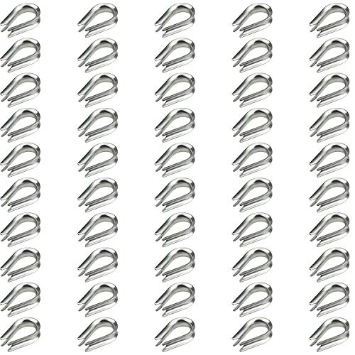 Favordrory 50 PCS M2 Stainless Steel Thimble for 3/64 Inch and 1/16 Inch Diameter Wire Rope