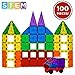 Best Choice Products 100-Piece Transparent Rainbow Magnetic Building Geometric Tiles for Fun, Learning, Creative and Motor Skill Development w/ Wagon and Carrying Case - Multi