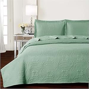 Amazon.com: Mellanni Bedspread Coverlet Set Olive-Green