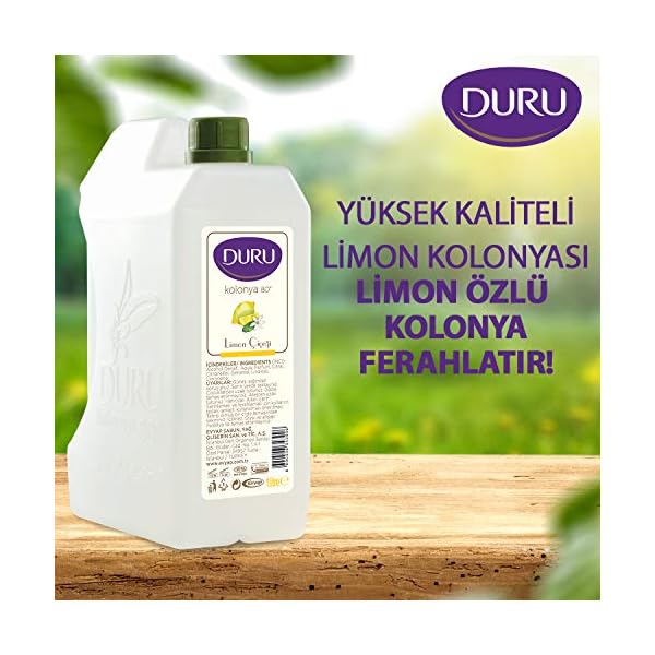 Duru Cologne Lemon Turkish Scented Mini Water Canister, 1 Litre, Transparent, Transparent, 1 Litre