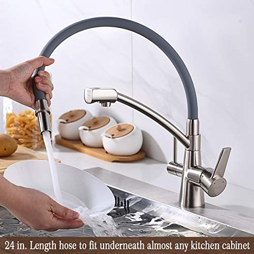 GAPPO Pull Out Kitchen Faucet with Lead Free Drink Water Filter Function Brushed Nickel - Thumbnail 2
