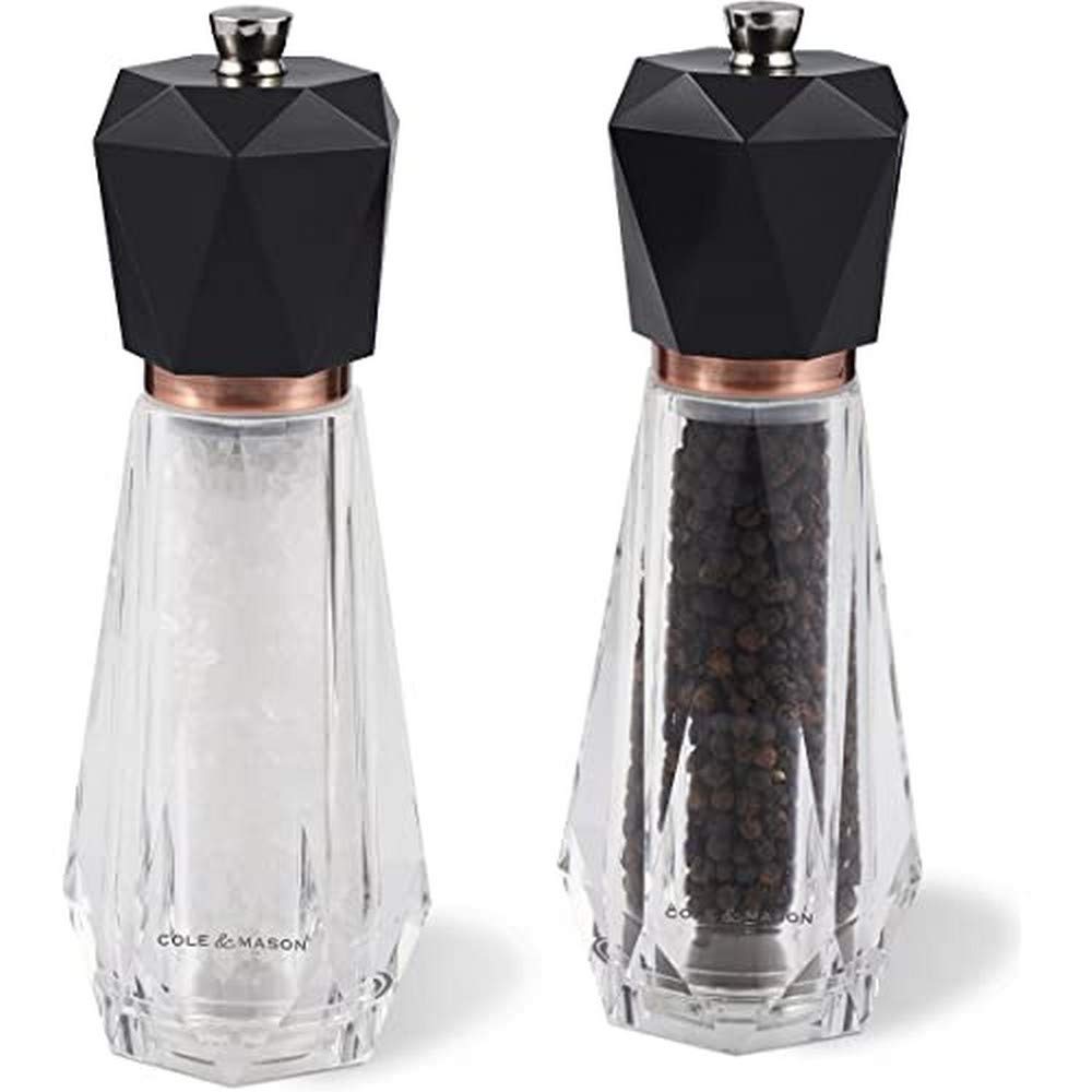 Cole & Mason H321938 Somerton Salt and Pepper Mills, Precision+, Antique Brass/Acrylic, 180 mm, Gift Set, Includes 2 x Salt and Pepper Grinders