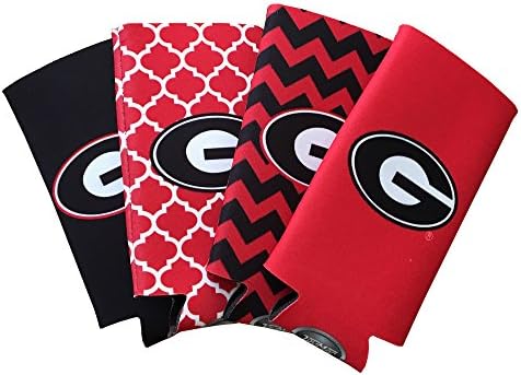 Georgia Bulldogs UGA 4-Pack Multi Color Sublimated Neoprene Slim Beverage Energy Insulated Can Hugger Cooler