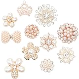 22Pcs Crystal Rhinestones Pearl Buttons, Rhinestone Flower Embellishments Button Flatback Pearl Beads DIY for Jewelry Making, Wedding DIY Supplies, Clothes, Bags, Shoes and Sew Craft Projects