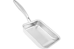 Japanese Omelette Pan, 7.5" Tamagoyaki Pan with Heat Resistant Handle, Stainless Steel Japanese Egg Roll Pan, Rectangle Egg F
