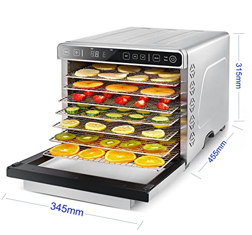 Dxmocos 7 Layer Food Dehydrator Machine, Digital Adjustable Timer and Temperature Control, Dryer for Herb, Meat, Beef, Fruit and Vegetables, Over Heat Protection, Stainless Steel Trays
