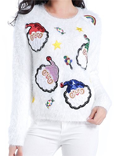 V28 ugly christmas sweater, women ladies girl xmas shining santa …