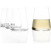 Stölzle Lausitz White Wine Tumblers Power 4-Piece Set, 13 1/2 oz – Modern Stemless Crystal Wine Glasses for Maximum Aroma – Durable & Dishwasher Safe, Made in Germany