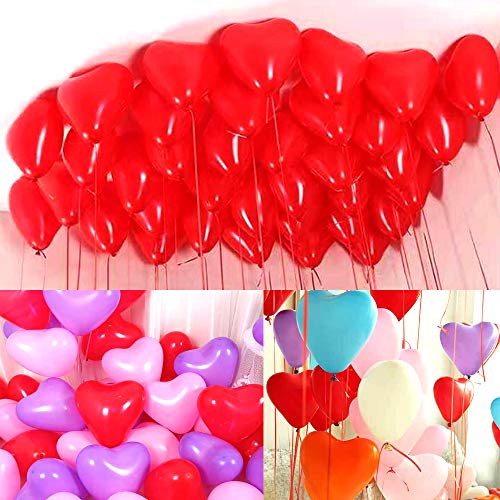 Heart Shaped Balloons, Red Heart Balloons Premium Helium Love Latex