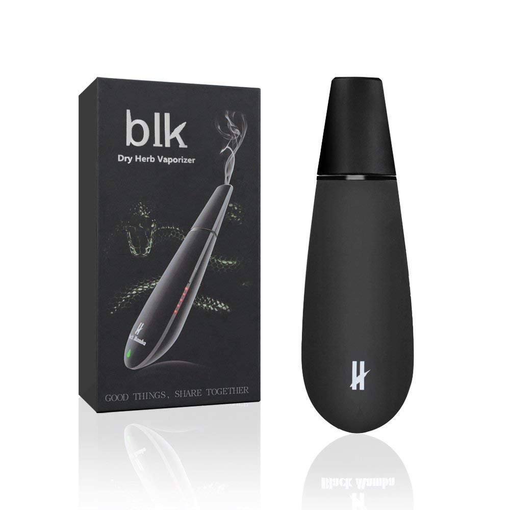 BLK Black Mamba Dry Herb Vaporizer, Large Ceramic Chamber, 1600mAh Battery, Advanced 5 Temperature Settings, Innovative Yet Function Designed Herbal Vaporizer, Concealed Glass Air Path (Black)