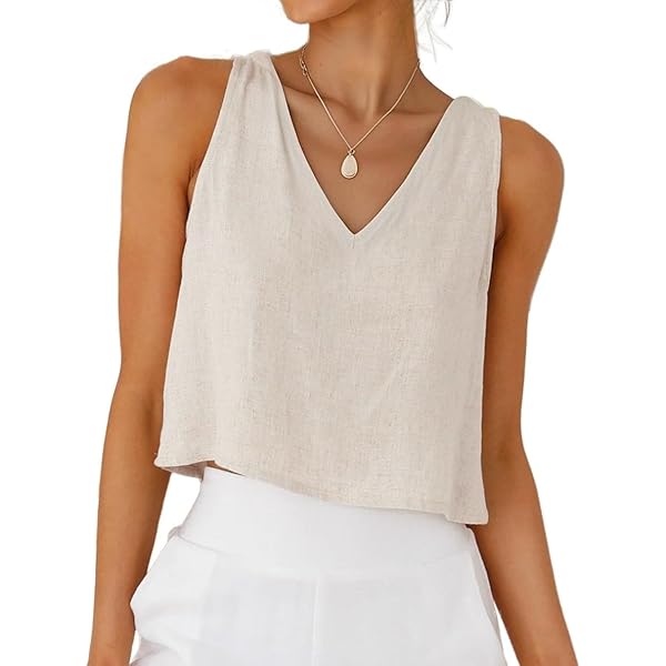 IDEALSANXUN Linen Vest Tops for Women Cotton Sleeveless