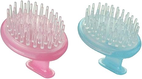Amazon Co Jp ヘアスカルプマッサージャーシャンプーブラシウェット ドライヘアブラシ男性女性ヘッドマッサージャー ソフトシリコンで髪をきれいにすることができます 青 ピンク 9cm 7cm ホーム キッチン