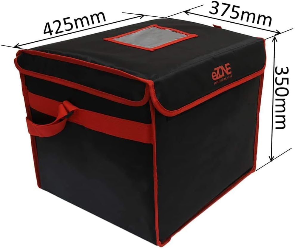 eZone Food Delivery Bag 17x15x14” Takeaway Restaurant Kebab Indian Curry Pizza Chinese, Black With Red Trim - Image 4