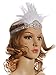 Vijiv Silver Beaded Flapper Headband Inspired Great Gatsby 1920s Headpiece Accessories Feather Vintage