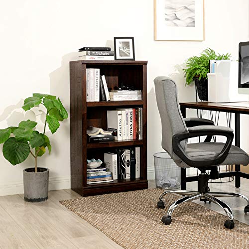 VASAGLE 3Tier Bookcase, Wooden Bookshelf with Height Adjustable