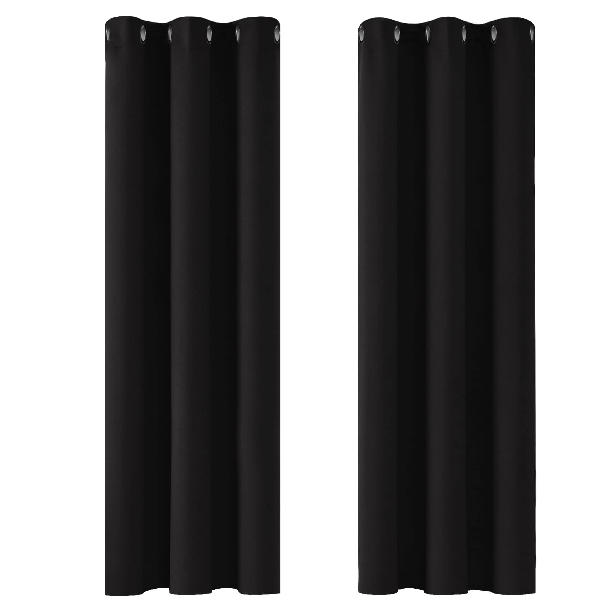 Deconovo Super Soft Thermal Insulated Eyelet Curtains Blackout Curtains for Bedroom Black 42 x 72 Inch 2 Panels