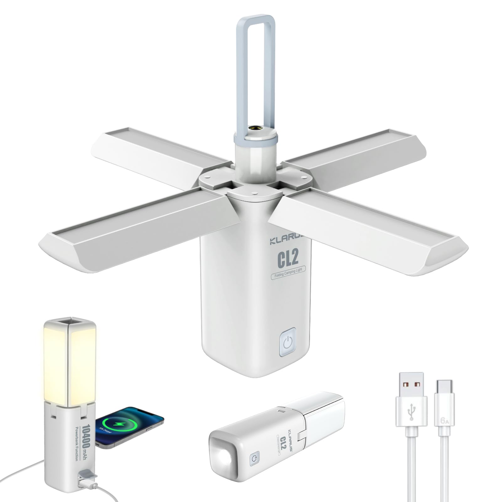 KLARUS CL2 Camping Lantern,10000mAh Rechargeable Desk&Hanging Lamp,Folding Camping Light with 7 Light Modes,IPX5 Waterproof Led Lantern for Outdoor Tents Hiking Emergency Power Cut Gift — image 1