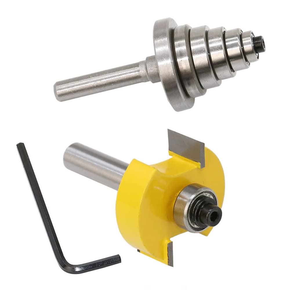 CENPEK 1/4 Inch Shank Rabbeting Router Bit with 6 Bearings Set for Multiple Depths 1/8in, 1/4in, 5/16in, 3/8in, 7/16in, 1/2in