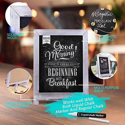 Vsadey Chalkboard Sign 15" X 12" Rustic Chalkboard Easel Tabletop Chalk Board with Magnetic Surface and Hanging Hook Wooden Frame, Compatible with Liquid Chalk Markers for Wedding, Kitchen, Bar, Cafe - Thumbnail 3