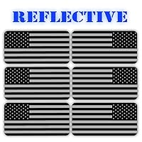 (x6) 3M REFLECTIVE Stealthy American Flag Hard Hat Stickers | Black Ops Decals | Tactical Gear Survival Labels | USA Flags Toolbox Helmet Patriotic Old Glory